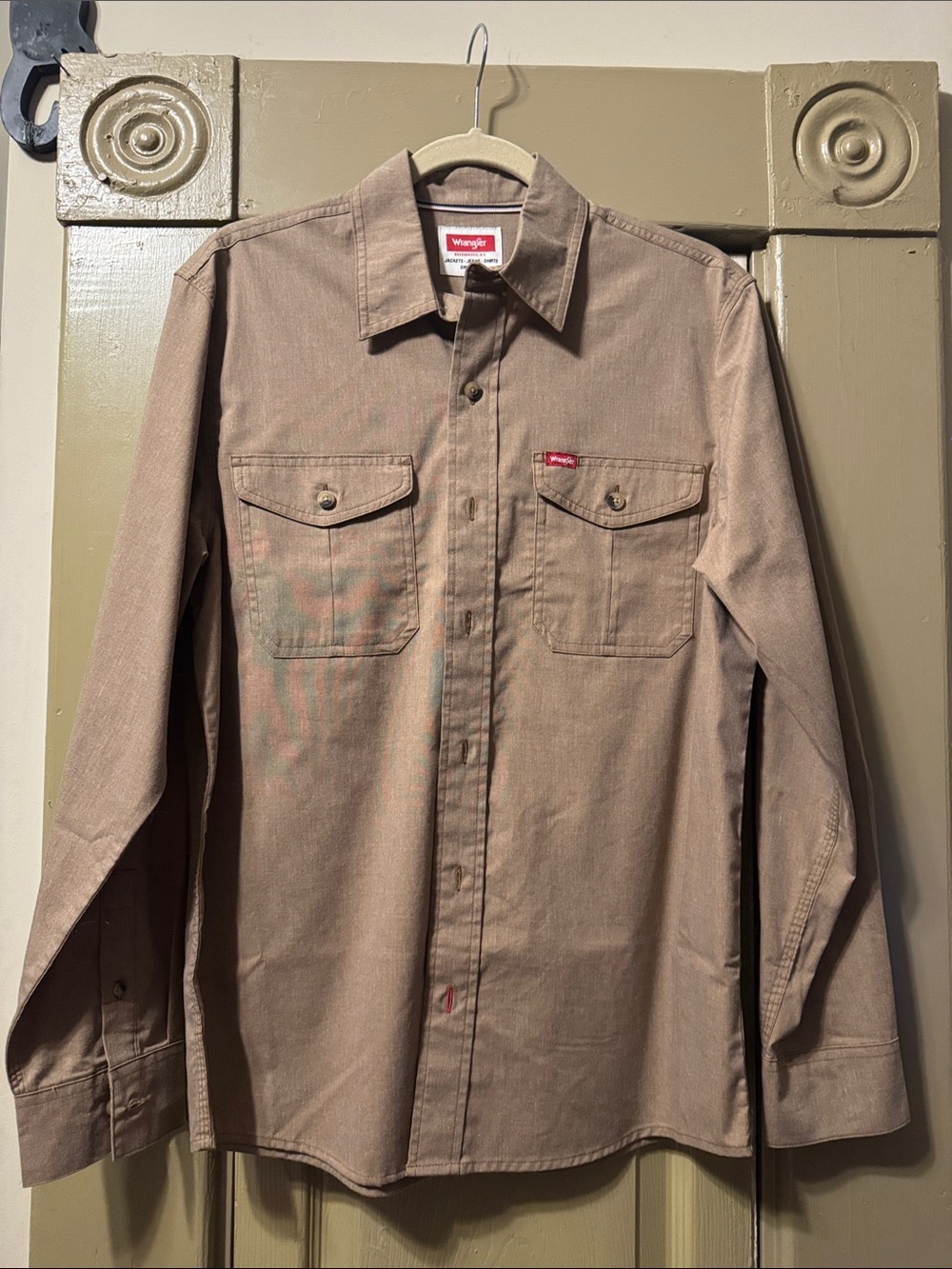 Wrangler Brown Long-Sleeve Casual Button-Down Shirt